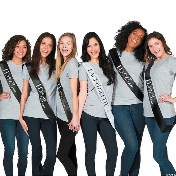 brides Accessories - Six I do crew bachelorette black white sashes bride bridesmaids party wedding